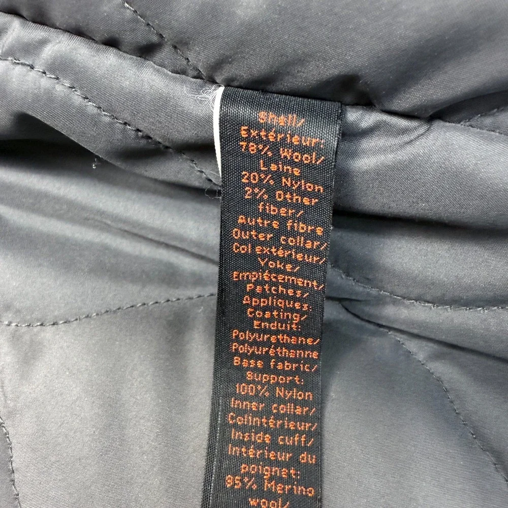 Vintage Banana Republic Wool Blend Coat Mens L Deep Charcoal Gray Black Zip Snap